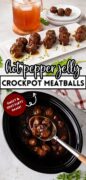 Strawberry Hot Pepper Je;;y Crockpot Meatballs recipe for the Slow Cooker Pinterest image