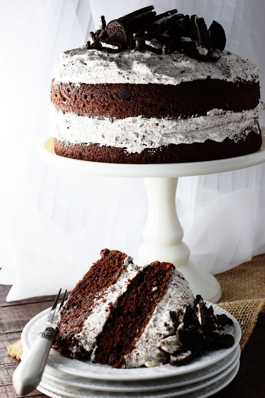 Chocolate Cake with Whipped Oreo Icing - Soulfully Made