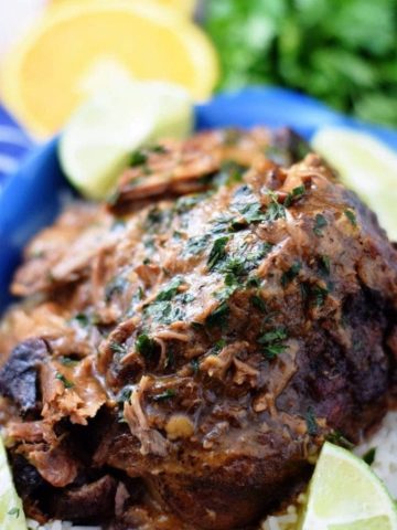 Cuban Mojo Pork Roast marinated in spices and citrus flavors.