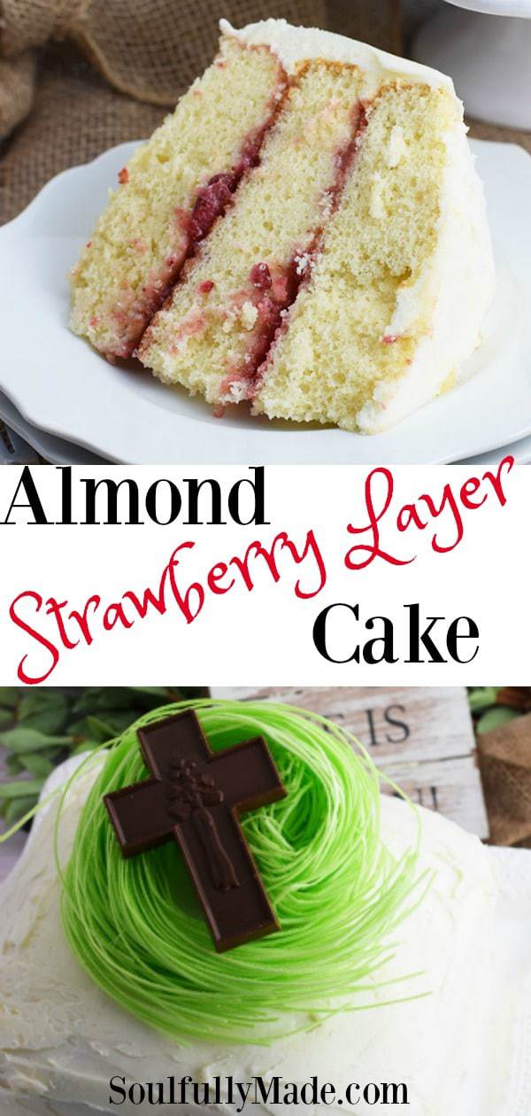 Almond Strawberry Layer Cake Pin Collage