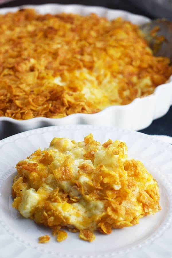 Cheesy Potato Casserole on a plate