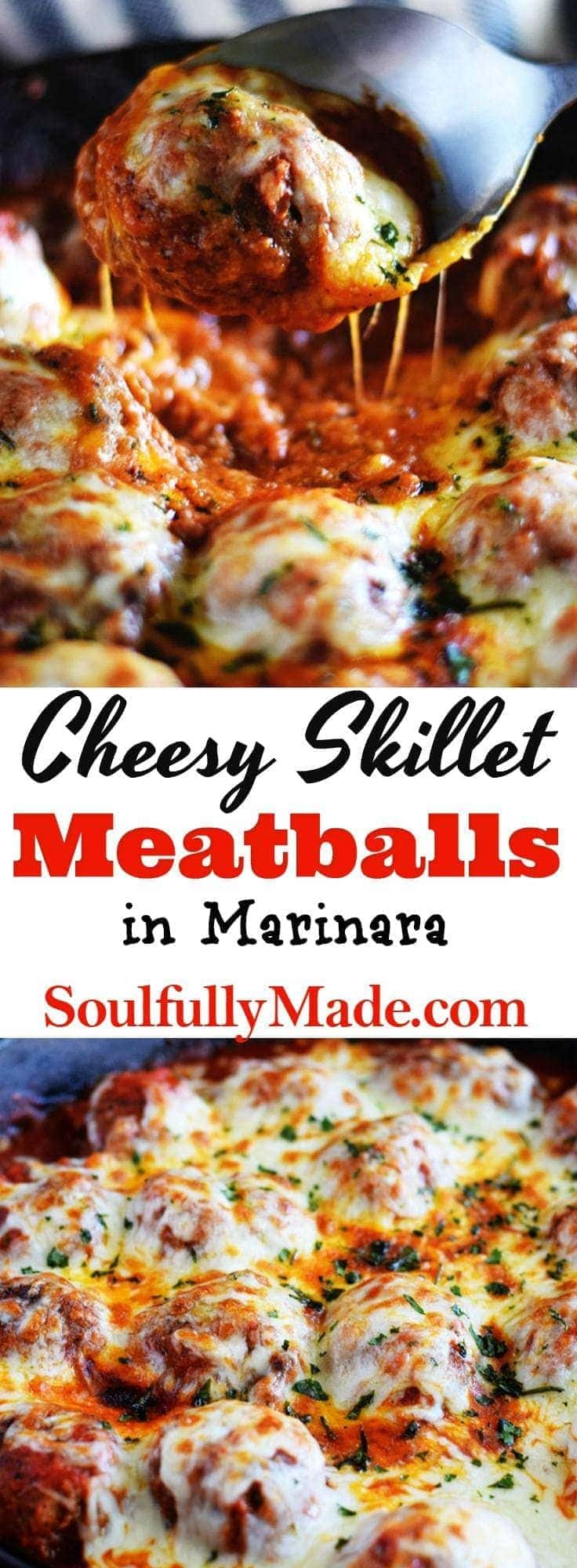 Cheesy Skillet Meatballs in Marinara Sauce