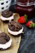 Chocolate Cookies with Strawberry Cream Deconstructed