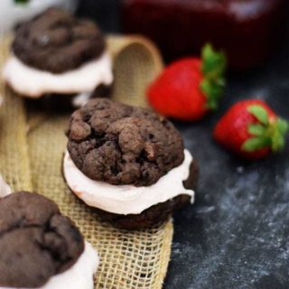 Chocolate Cookies with Strawberry Cream Deconstructed