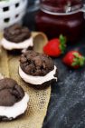 Chocolate Cookies with Strawberry Cream Deconstructed