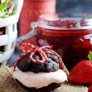Chocolate Strawberry Cream Whoppie Pie with Tied Twine