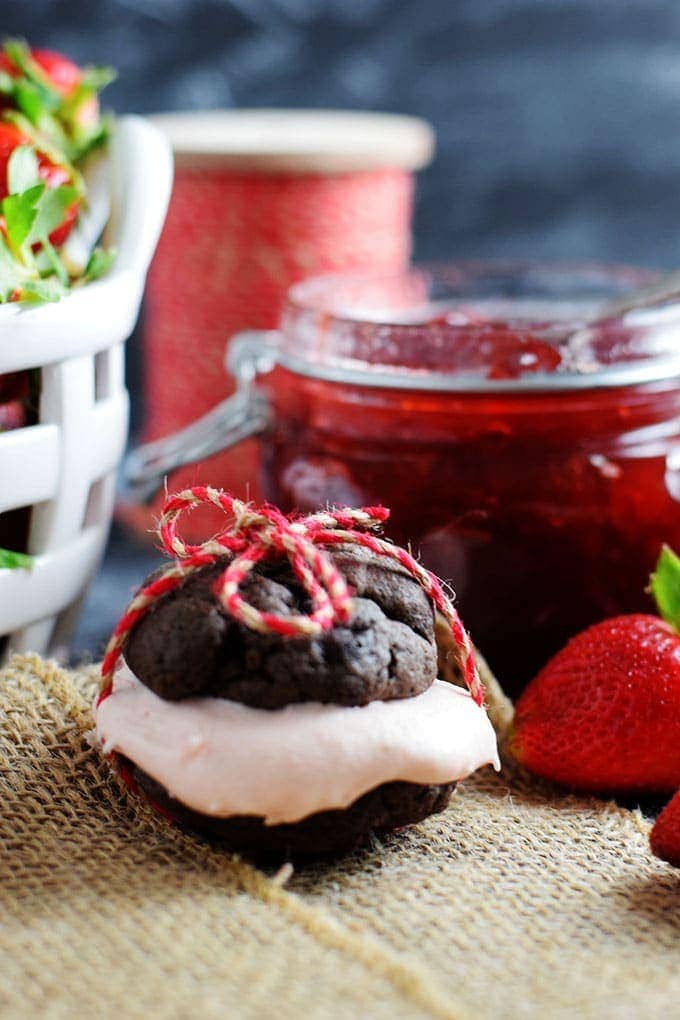 Chocolate Strawberry Cream Whoppie Pie with Tied Twine