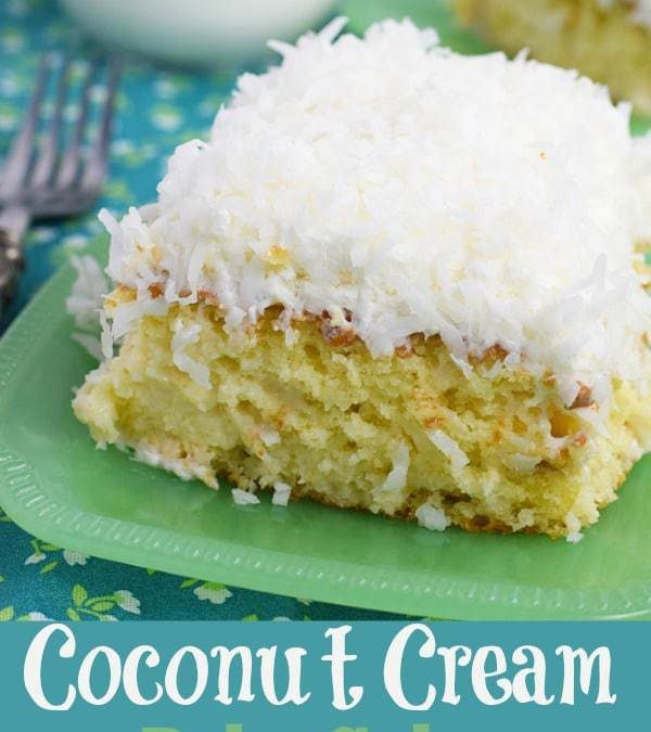 Pin Collage of Coconut Cream Poke Cake