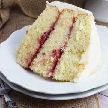 Slice Almond Strawberry Layer Cake