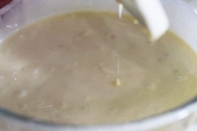 Almond Cake Batter in Mixing Bowl