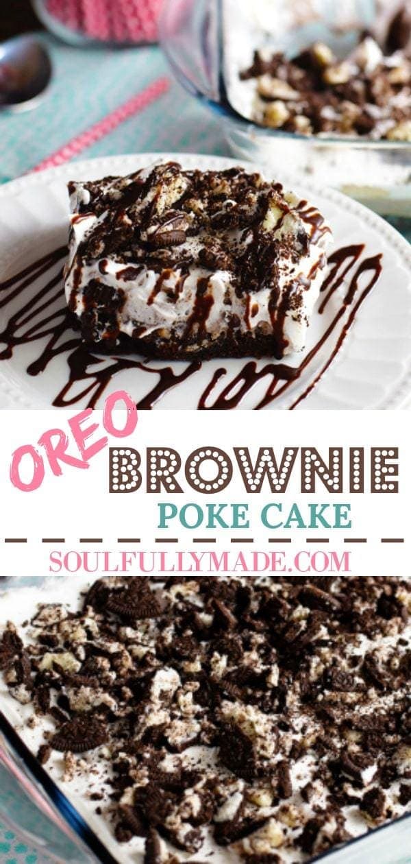 Oreo Brownie Poke Cake Pin Collage