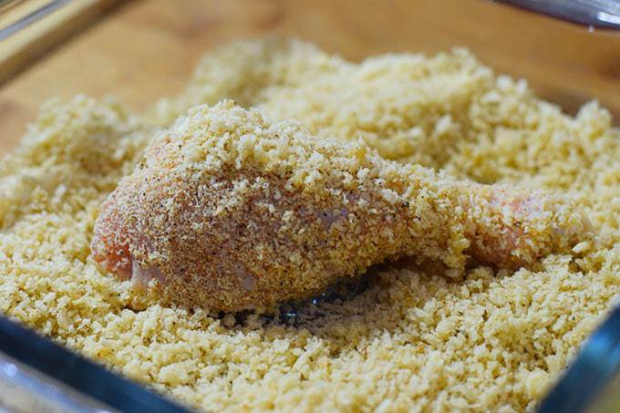 Chicken Drumsticks rolled in Panko Breadcrumbs and spices.