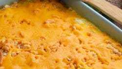 Cheesy Yellow Squash Casserole in baking dish