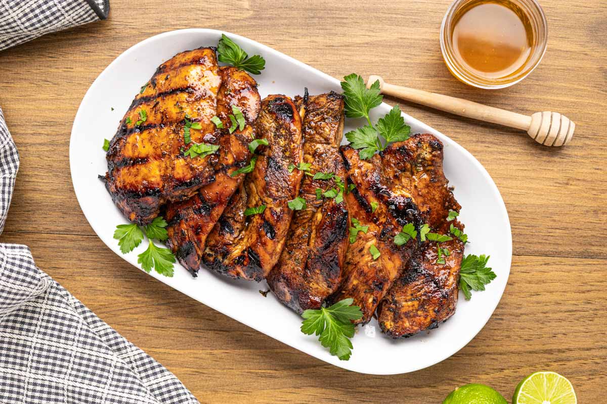 Grilled Chicken on a white serving plate.