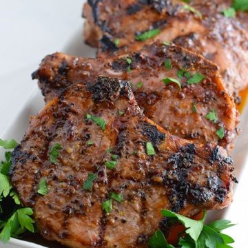 Grilled Sweet and Spicy Mustard Pork Chops