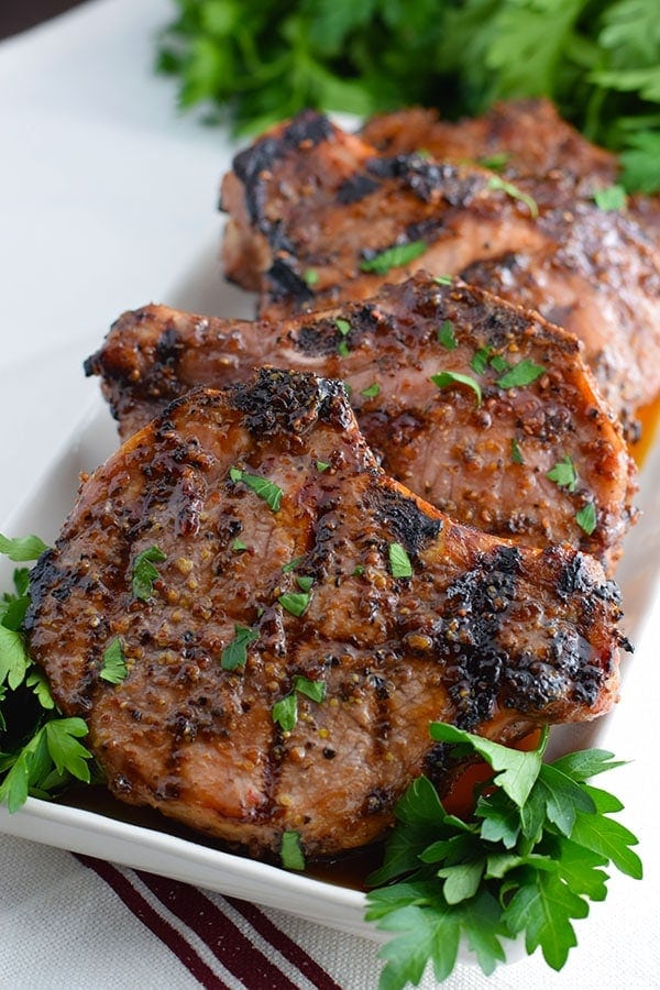 Grilled Sweet and Spicy Mustard Pork Chops