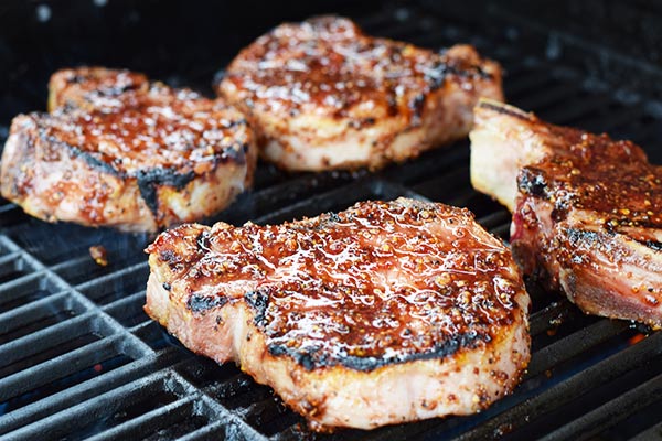 Pork Chops cooking on Grill