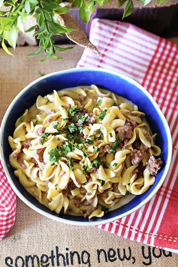 Creamy French Onion Hamburger and Noodles