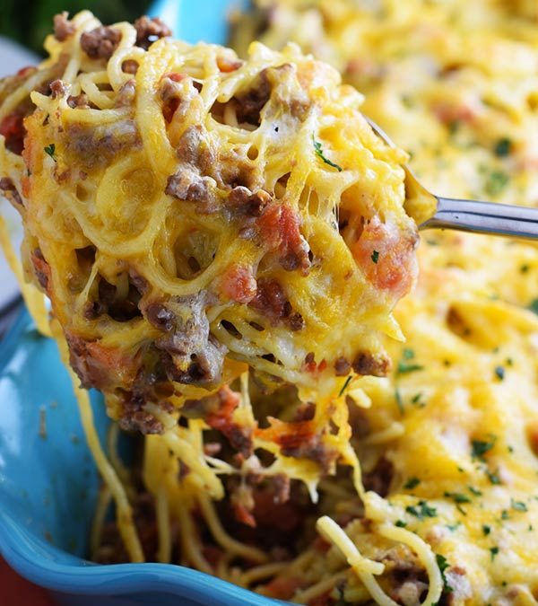 Scoop of Taco Spaghetti Bake