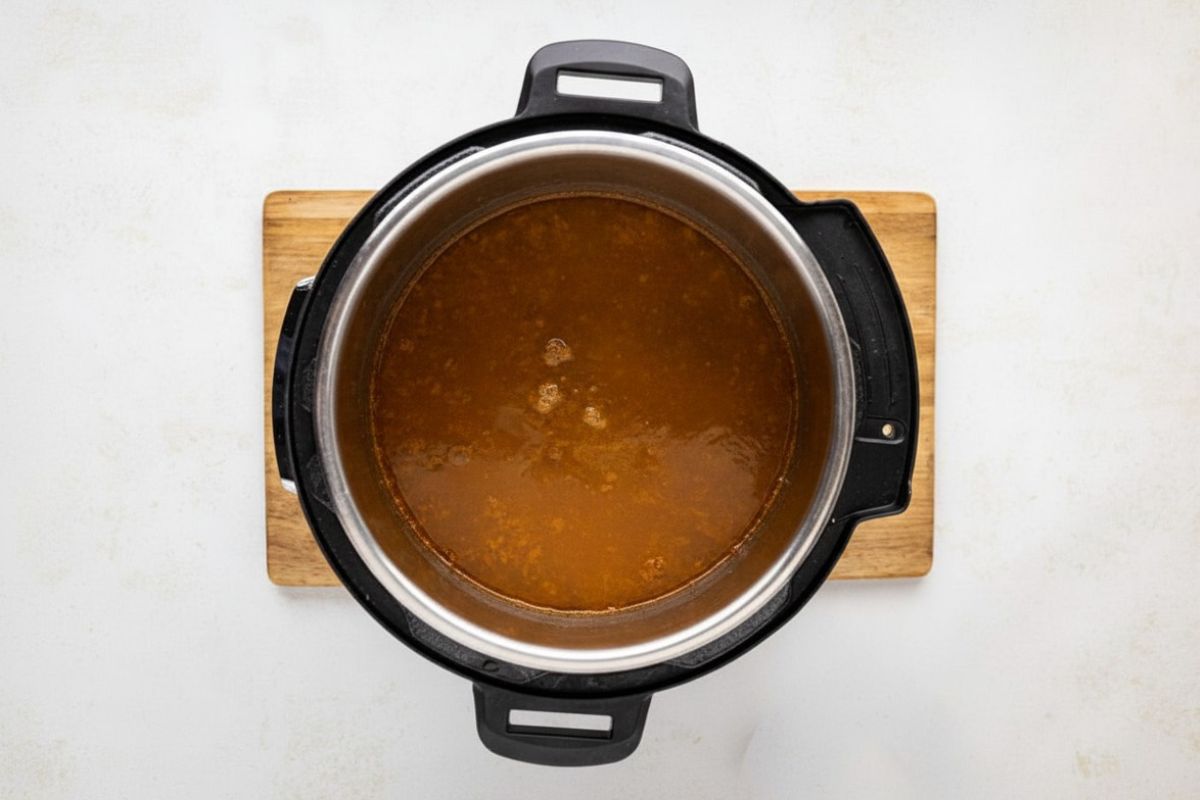 All the broth added over taco meat mixture.