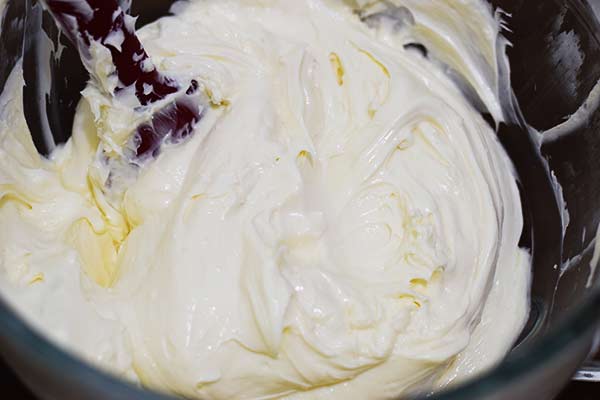 No Bake Cheesecake Filling in Mixing Bowl