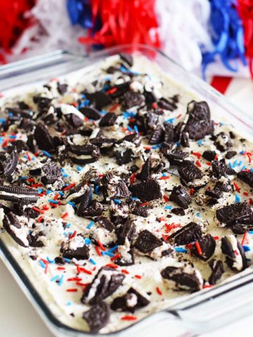 No Bake Fireworks Oreo Cheesecake Bars