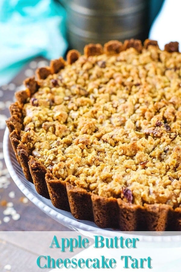 An overhead view of the cinnamon graham cracker crust for this apple butter cheesecake tart recipe