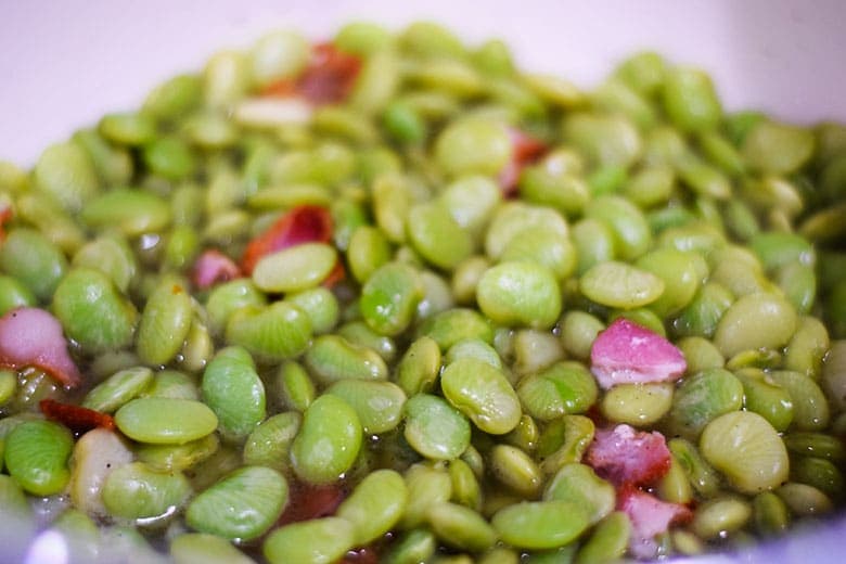 A close up of these southern-style baby lime beans