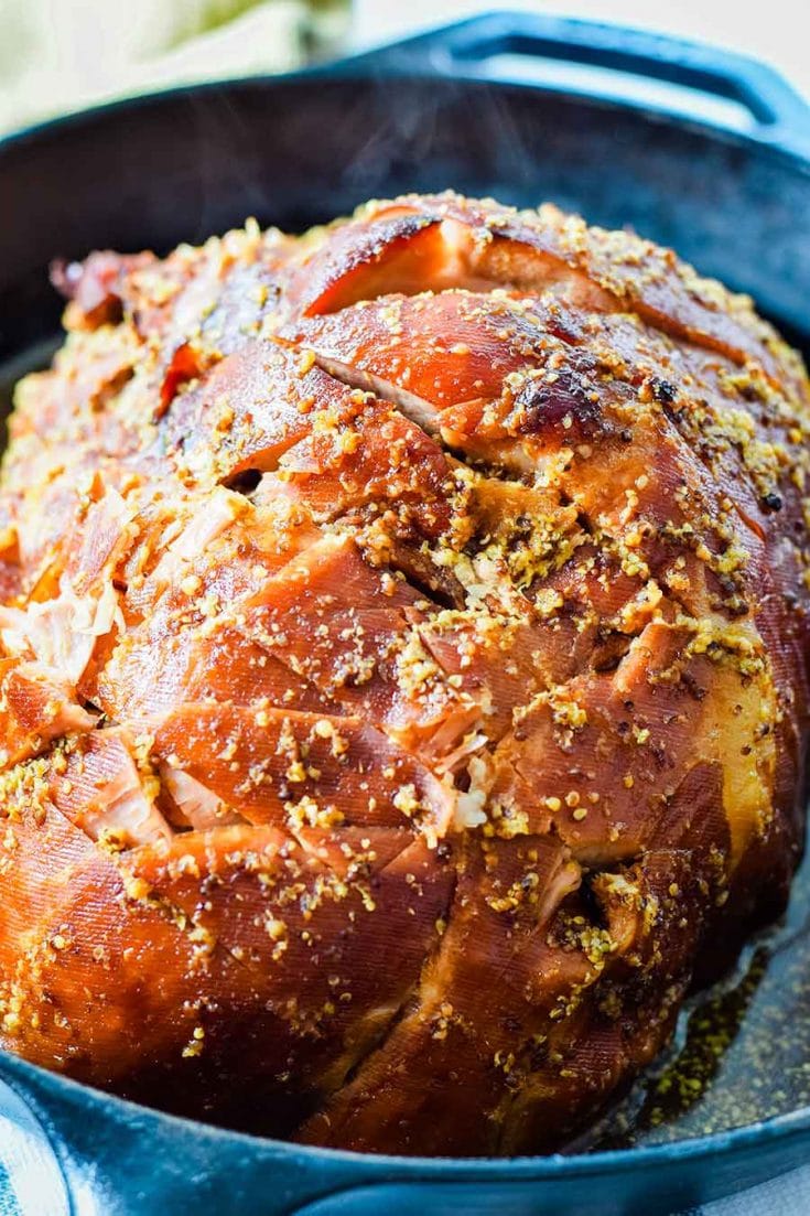 A close-up of this Cola and Mustard Glazed Ham