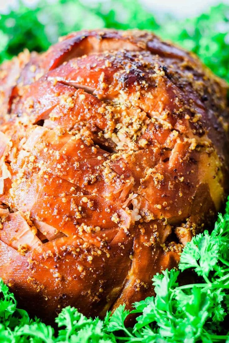 A close-up of this Cola and Mustard Glazed Ham