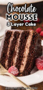 Triple Layer Chocolate Mousse Cake Recipe Pinterest image