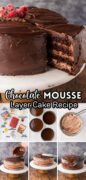 Triple Layer Chocolate Mousse Cake Recipe Pinterest image