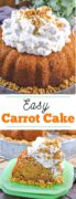 a Pinterest image of this easy carrot cake with whipped cream icing recipe