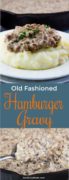 The Pinterest image for this Easy Creamed Hamburger Gravy recipe