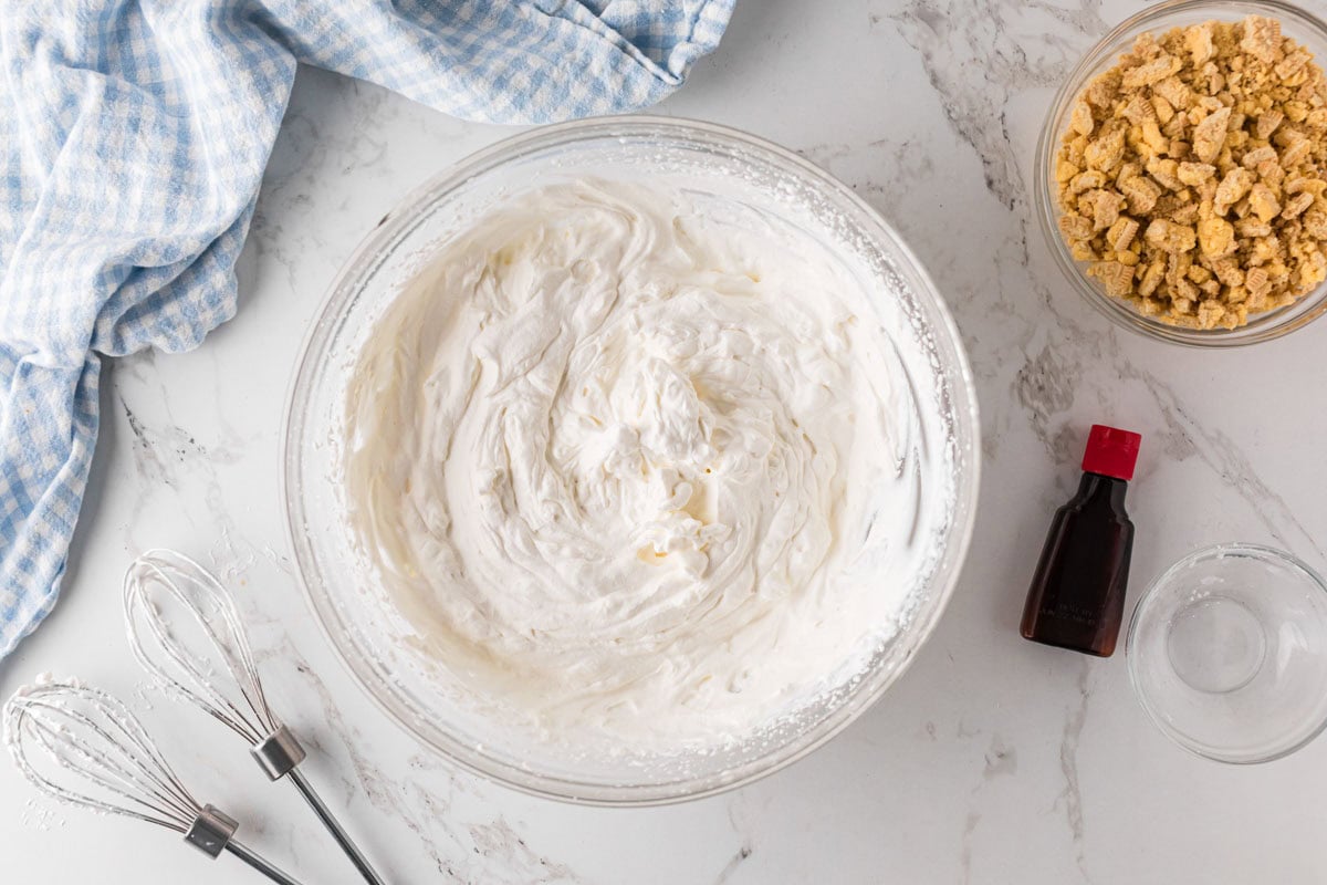 Whipped cream in a bowl.