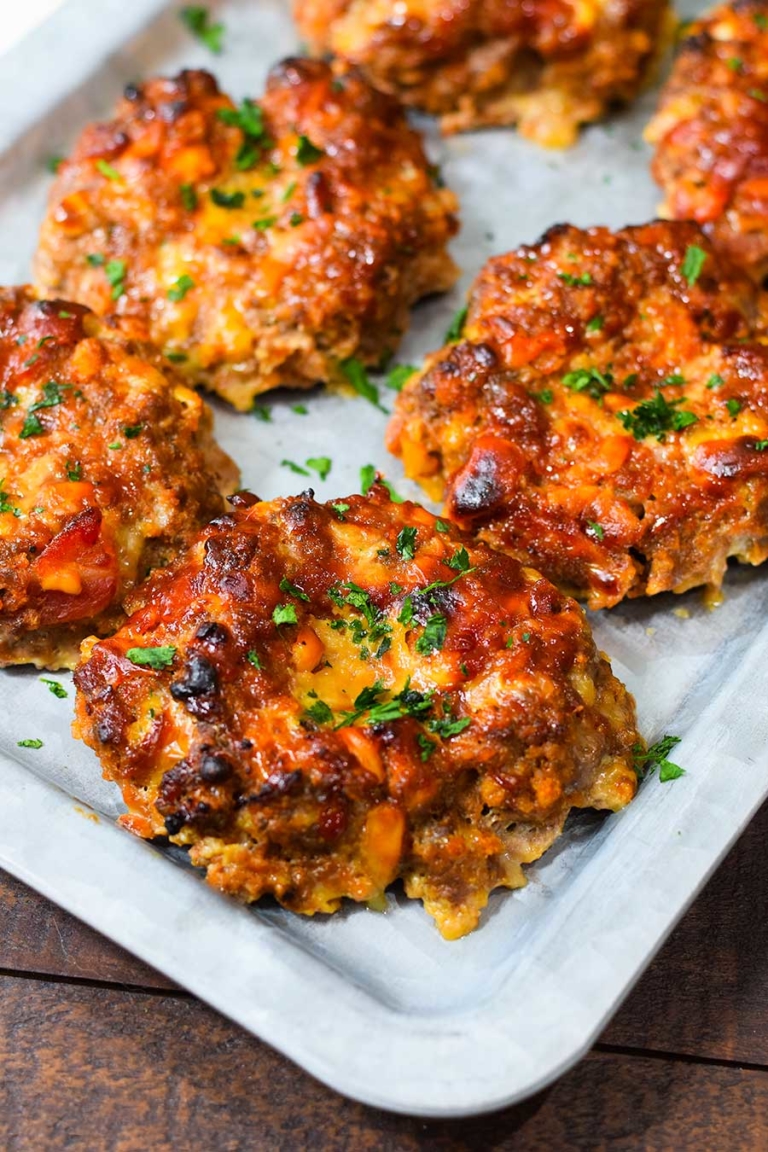 Mini BBQ Cheddar Bacon Meatloaf