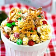 A close-up of Christmas White Trash in a white bowl.