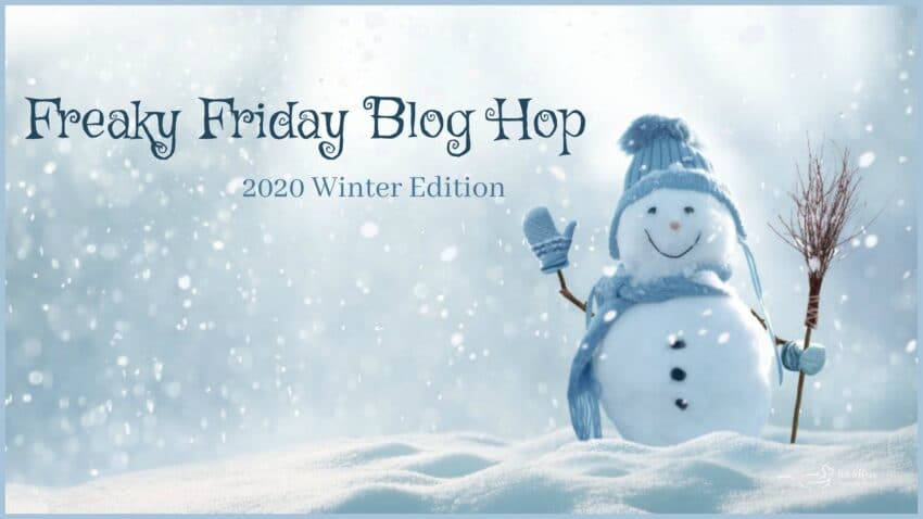 Friday blog hop image of a waving snowman.