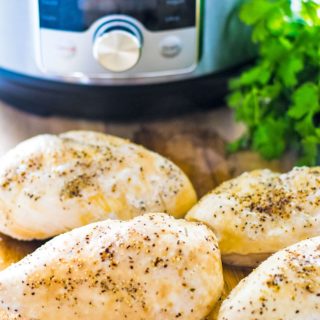 A close of chicken that was cooked in the instant pot.