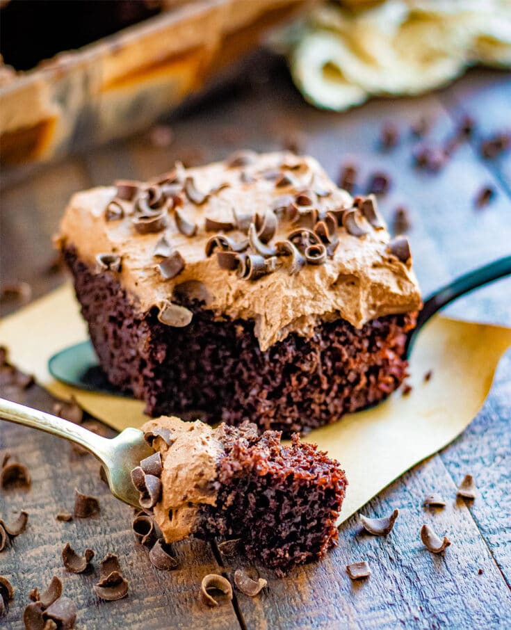 Triple Chocolate Mousse Cake Bite on Fork