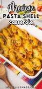 Mexican Taco Stuffed Pasta Shells recipe pinterest image