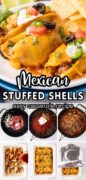 Mexican Taco Stuffed Pasta Shells recipe pinterest image