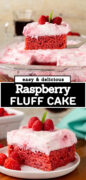 Raspberry Fluff Sheet Cake Pinterest image