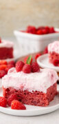 Raspberry Fluff Sheet Cake Pinterest image
