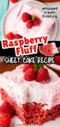 Raspberry Fluff Sheet Cake Pinterest image