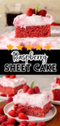 Raspberry Fluff Sheet Cake Pinterest image