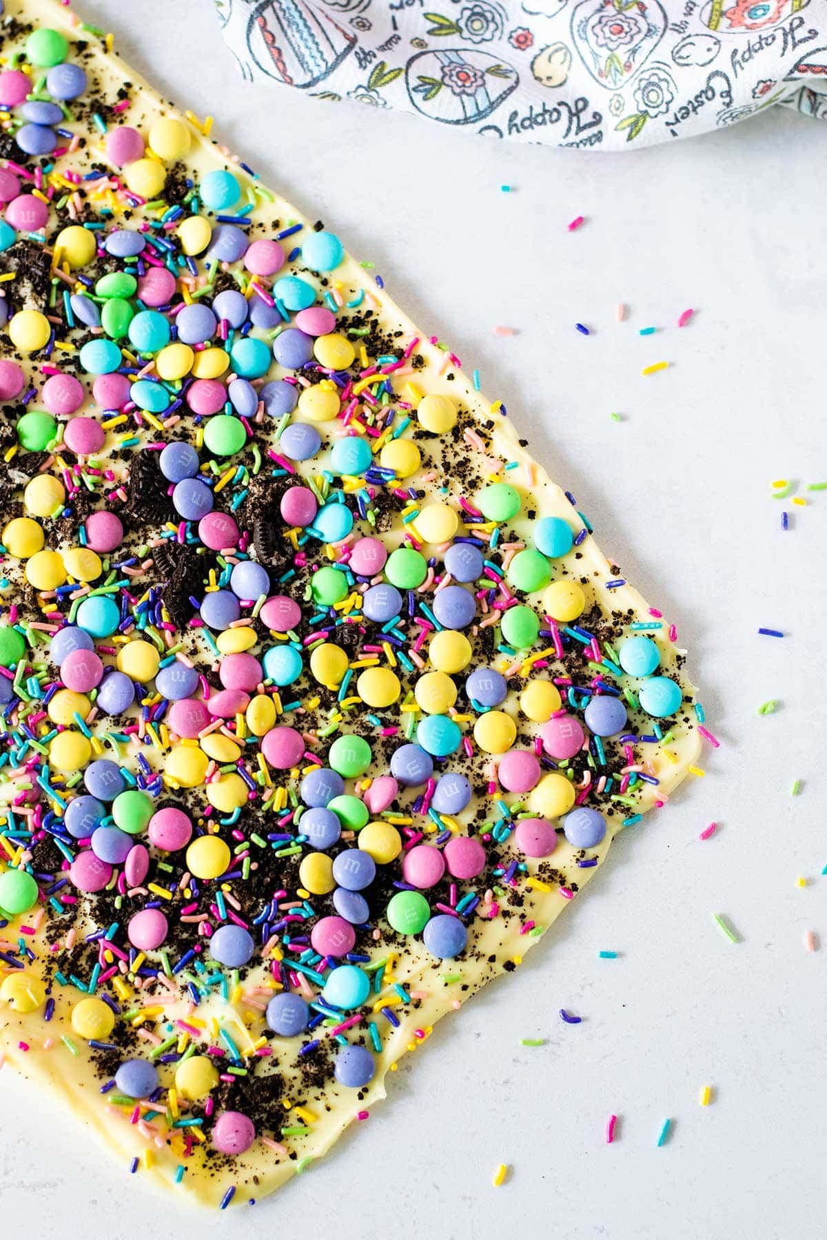 A slab of Easter bark on a white tray.