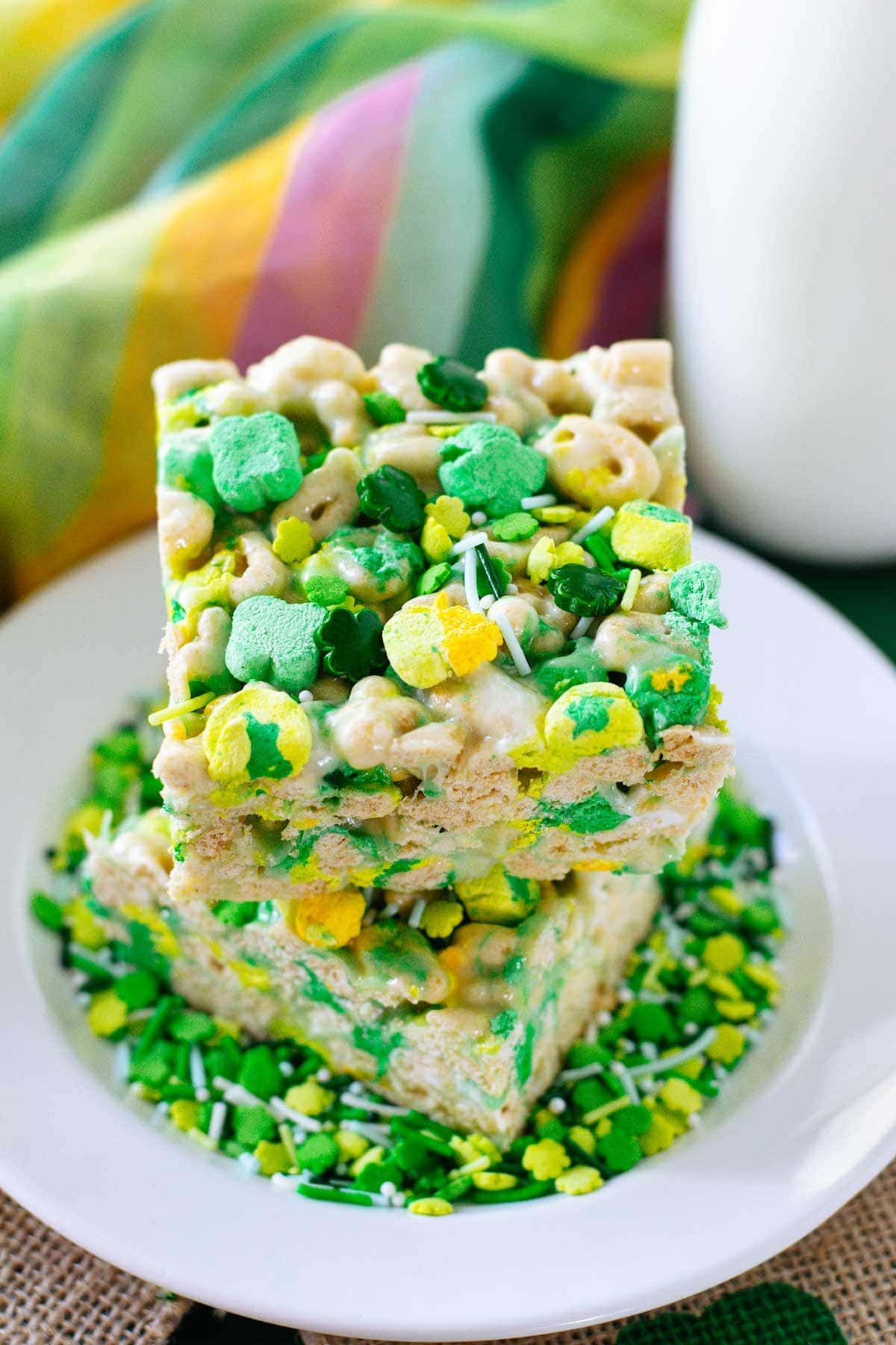 Green and gold lucky charms treats.