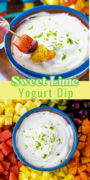 Lime yogurt dip pinterest collage image.