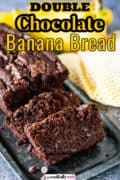 Pinterest image of chocolate banana bread.